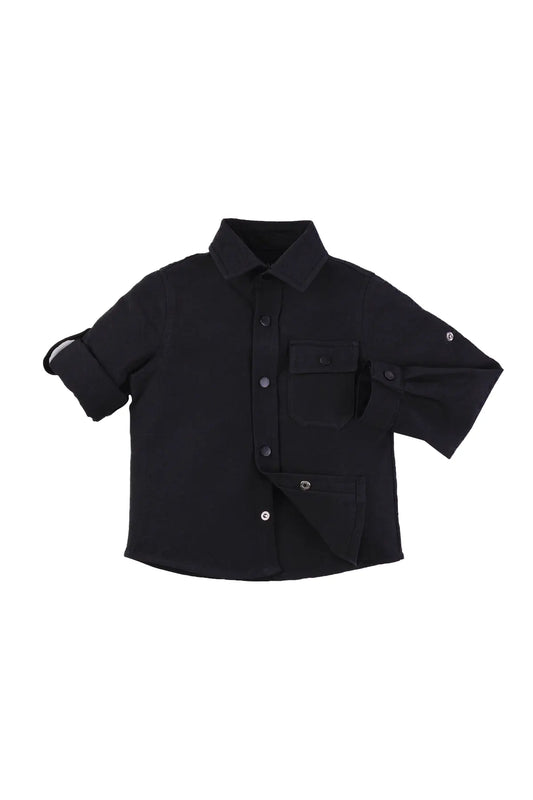 Kids' 100% Cotton Black Shirt with Pocket