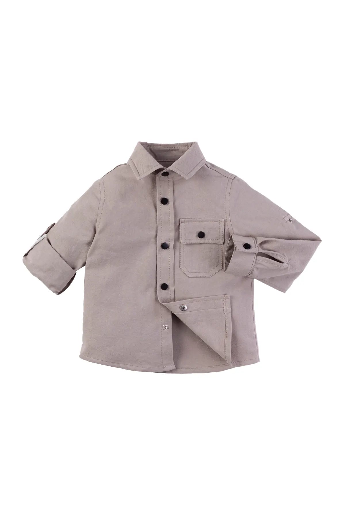 Kids' 100% Cotton Gray Shirt with Pocket