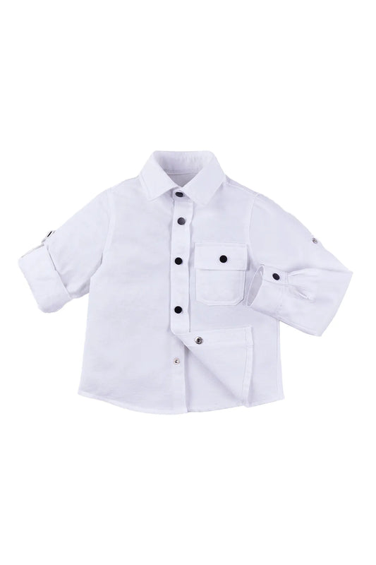 Kids' 100% Cotton White Shirt with Pocket