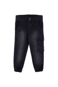 Kids' Cotton-Spandex Black Jean Jogger with Patch Pocket