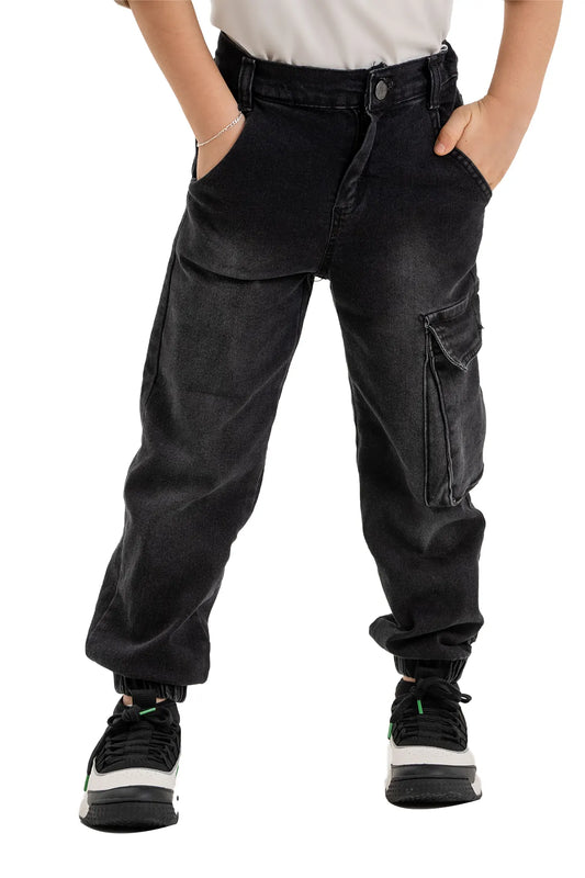 Boys' Cotton-Spandex Jean Jogger with Patch Pocket