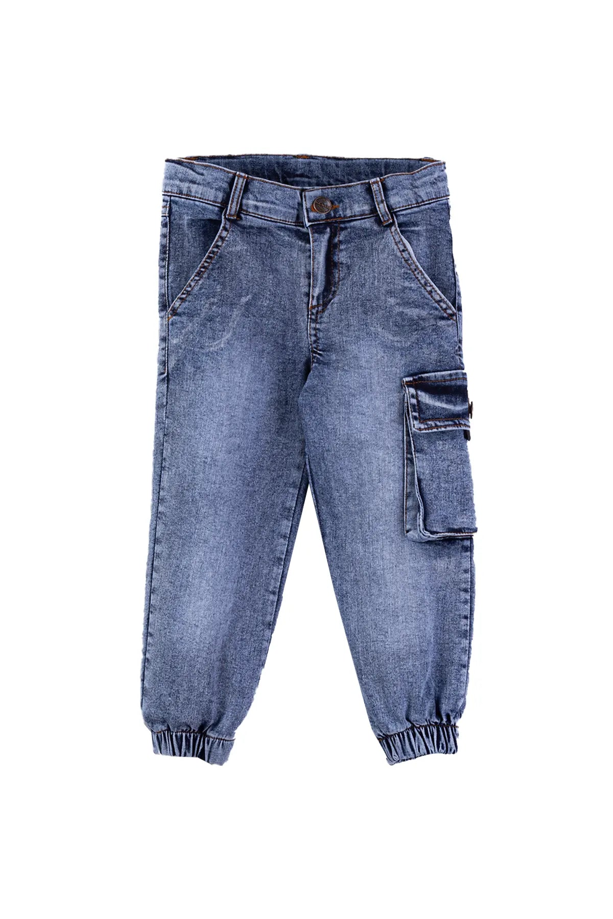 Kids' Cotton-Spandex Blue Jean Jogger with Patch Pocket