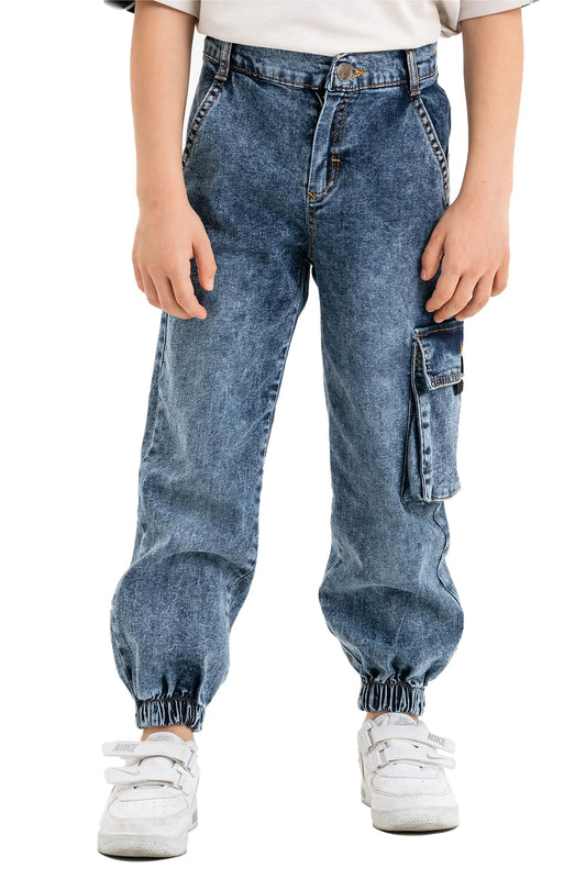 Boys' Cotton-Spandex Jean Jogger with Patch Pocket