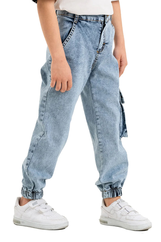 Boys' Cotton-Spandex Jean Jogger with Patch Pocket