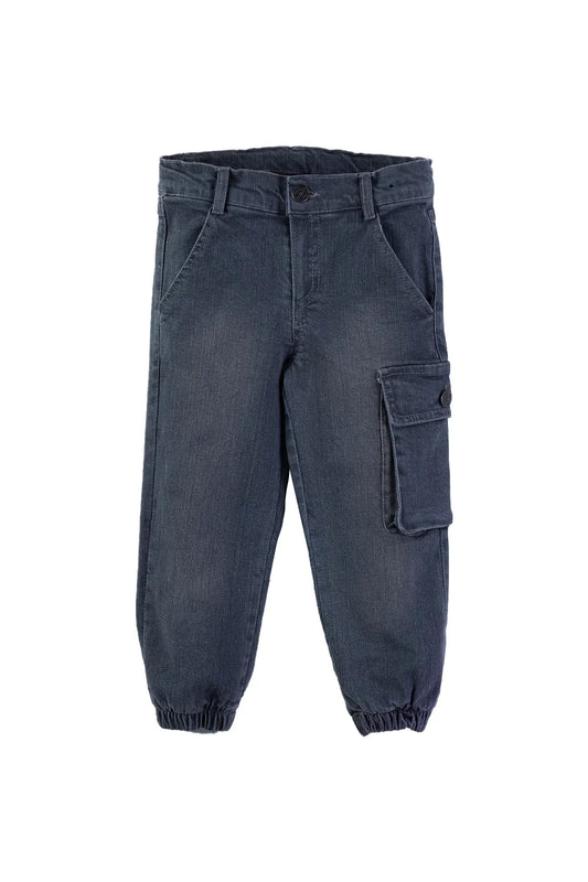 Kids' Cotton-Spandex Smoke Jean Jogger with Patch Pocket