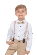 Salopette Beige Shirt Trousers Set for Kids