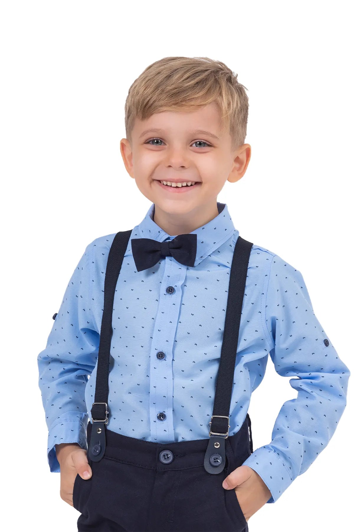Salopette Blue Shirt Trousers Set for Kids