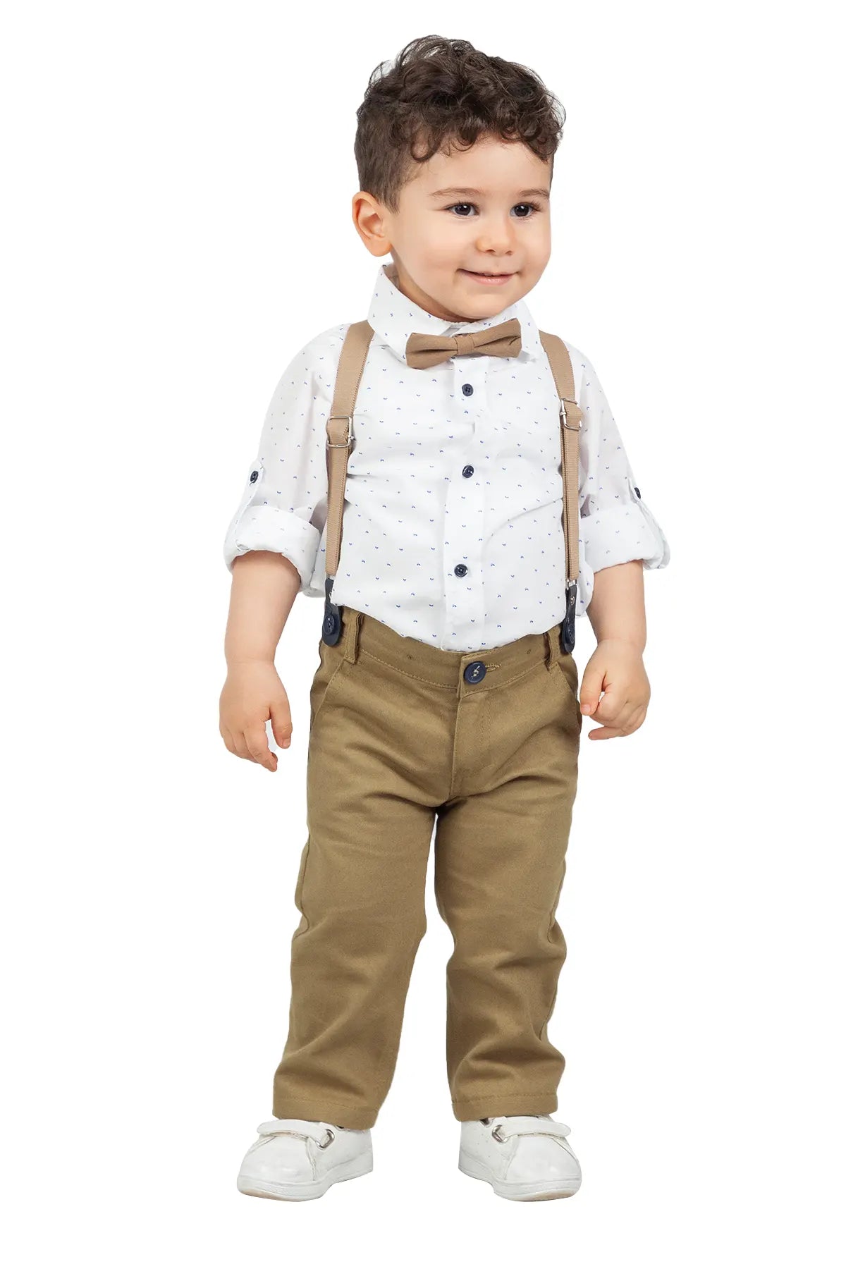 Beige Chic Set for Kids with Salopette