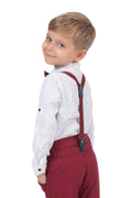 Back of burgundary kid salopet set