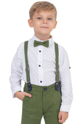 Kids wearing shirt salopet trouser set hand in pocket
