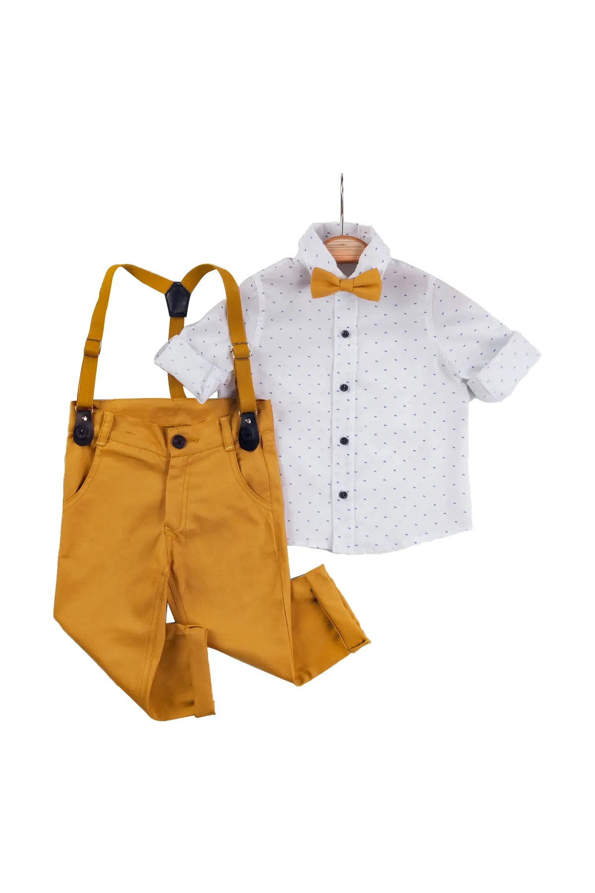 Flat Photo of Yellow Shirt Salopet Set for Kids