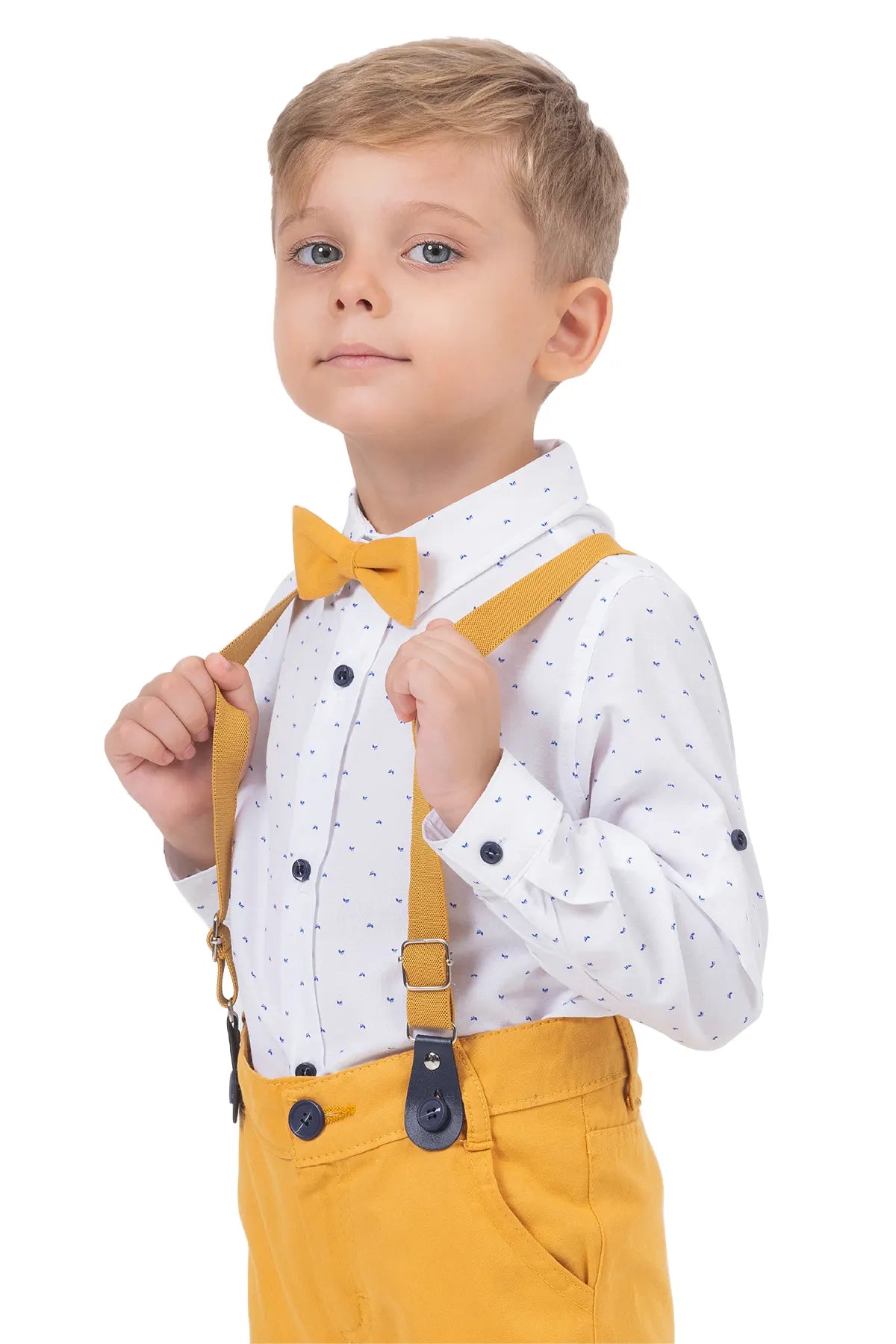 Details of Yellow Shirt Salopet Set for Kids