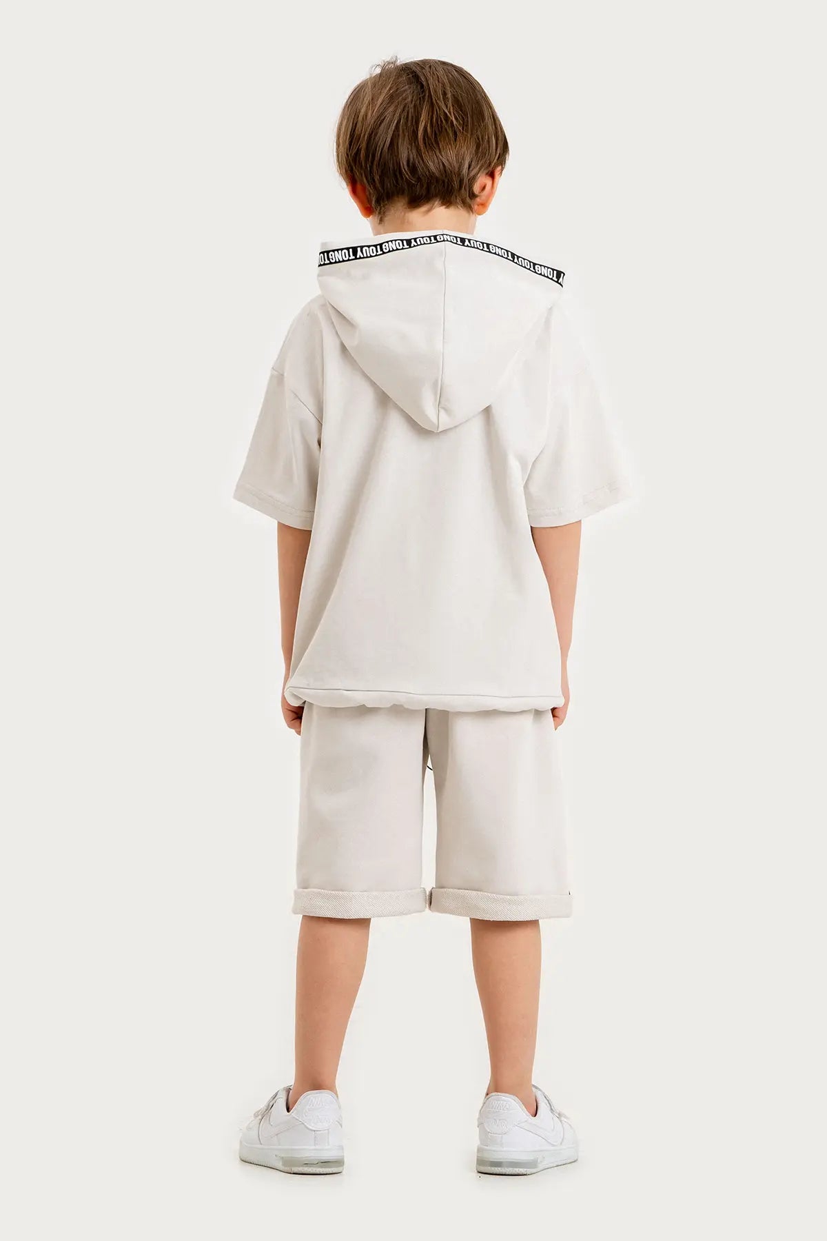 Boys Summer Outfit, "Summer Holidays" Printed with Hoodie T-shirt & Shorts