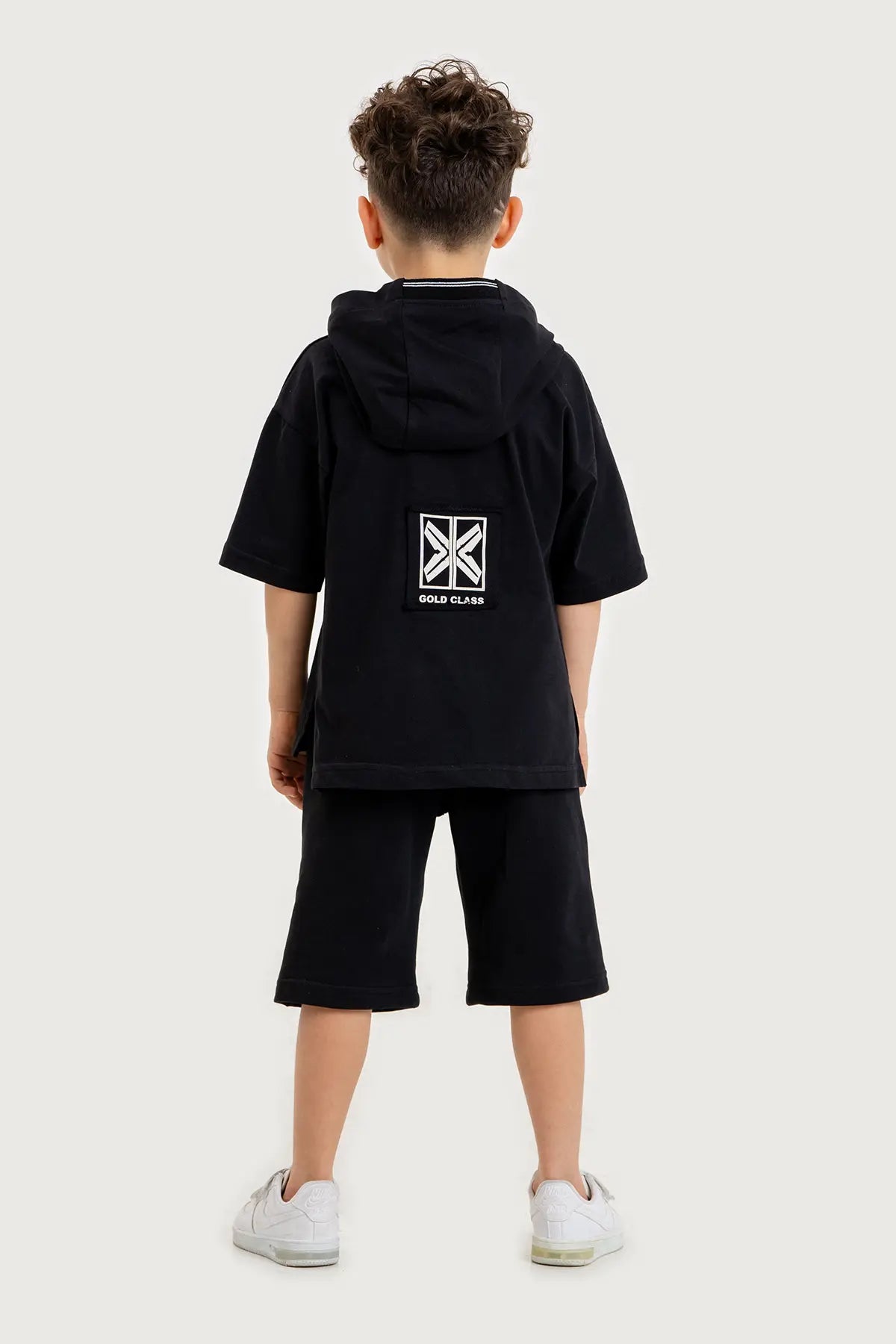 Boys Summer Outfit, "X" Print with Hoodie T-shirt & Shorts