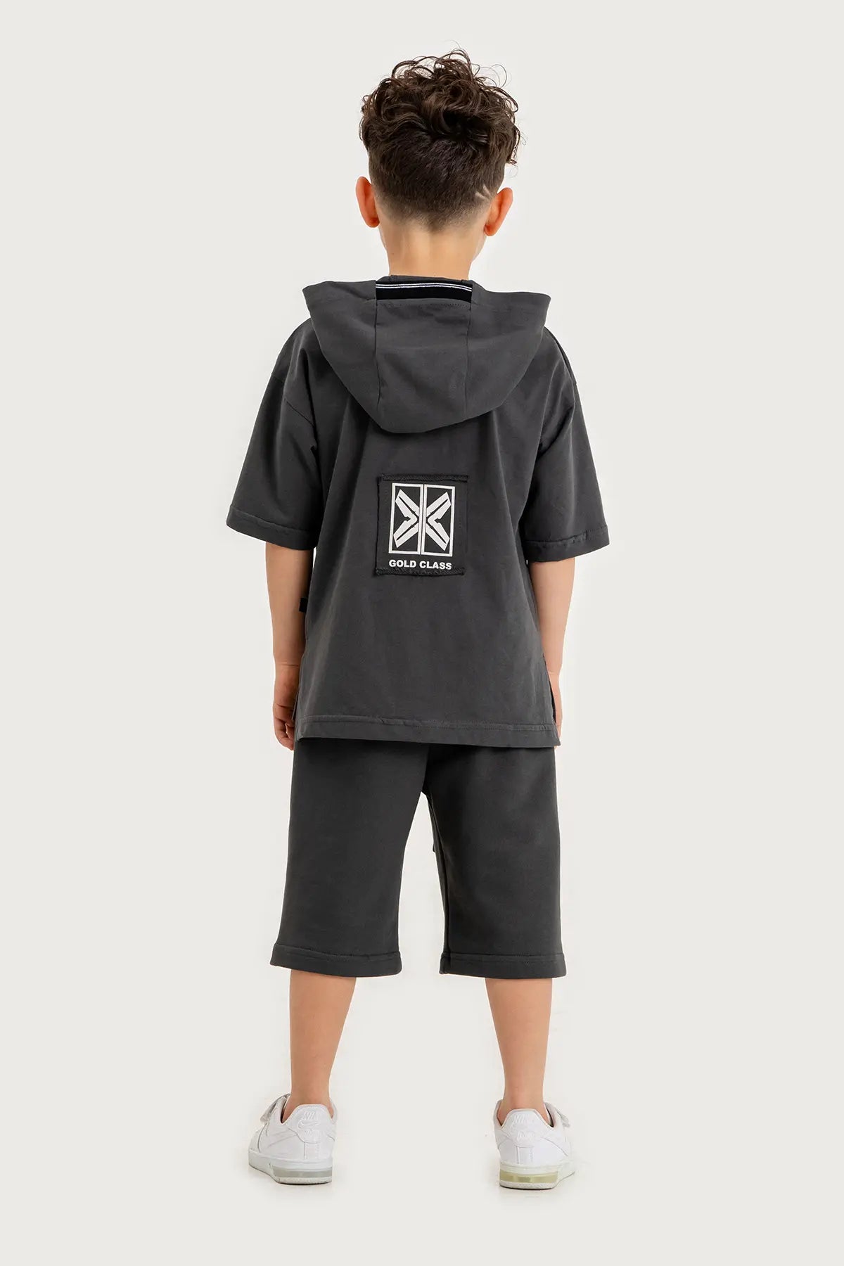 Boys Summer Outfit, "X" Print with Hoodie T-shirt & Shorts