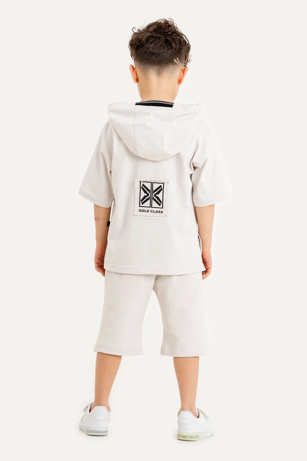 Boys Summer Outfit, "X" Print with Hoodie T-shirt & Shorts