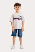 Boys Summer Outfit, Polo Club Printed with T-shirt & Denim Shorts