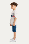 Boys Summer Outfit, Polo Club Printed with T-shirt & Denim Shorts