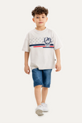 Boys Summer Outfit, Polo Club Printed with T-shirt & Denim Shorts