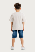 Boys Summer Outfit, Polo Club Printed with T-shirt & Denim Shorts