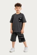 Boys Summer Outfit, Cotton T-shirt with Pocket & Shorts