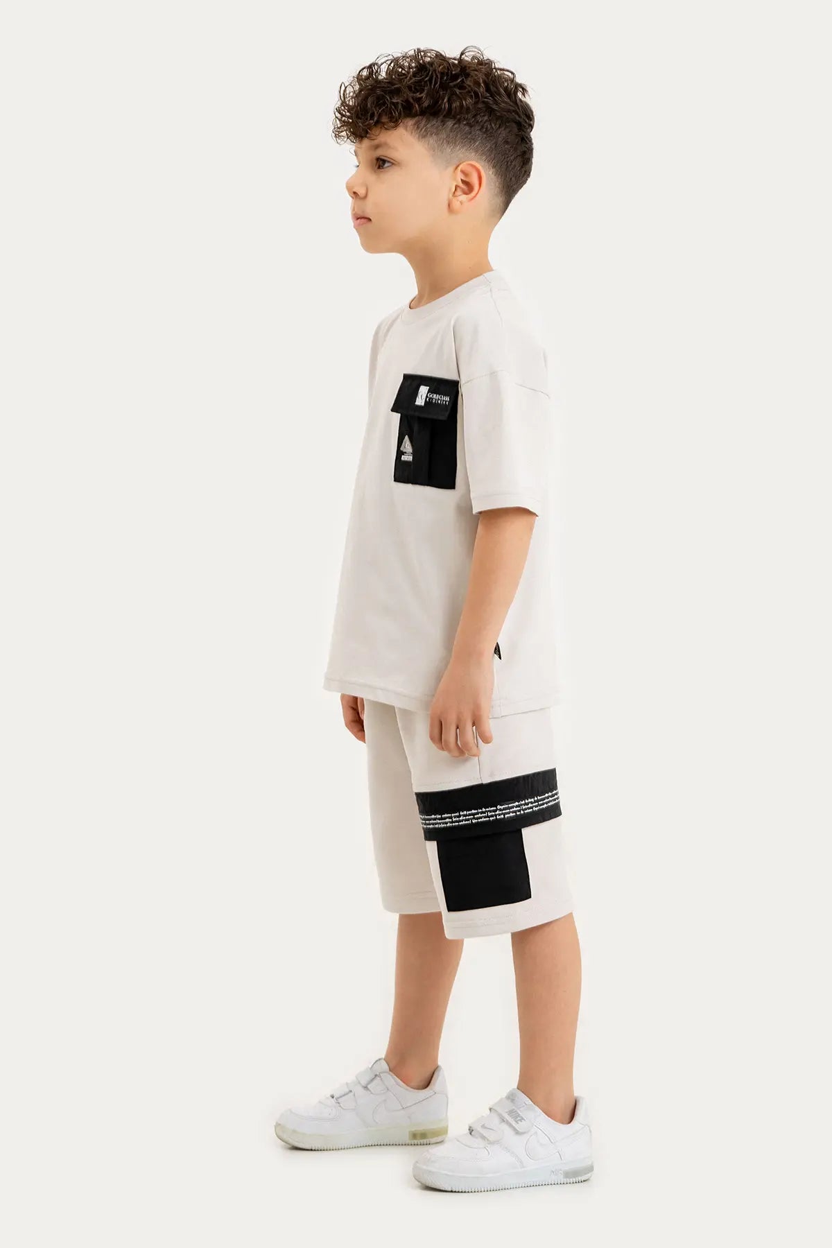 Boys Summer Outfit, Cotton T-shirt with Pocket & Shorts