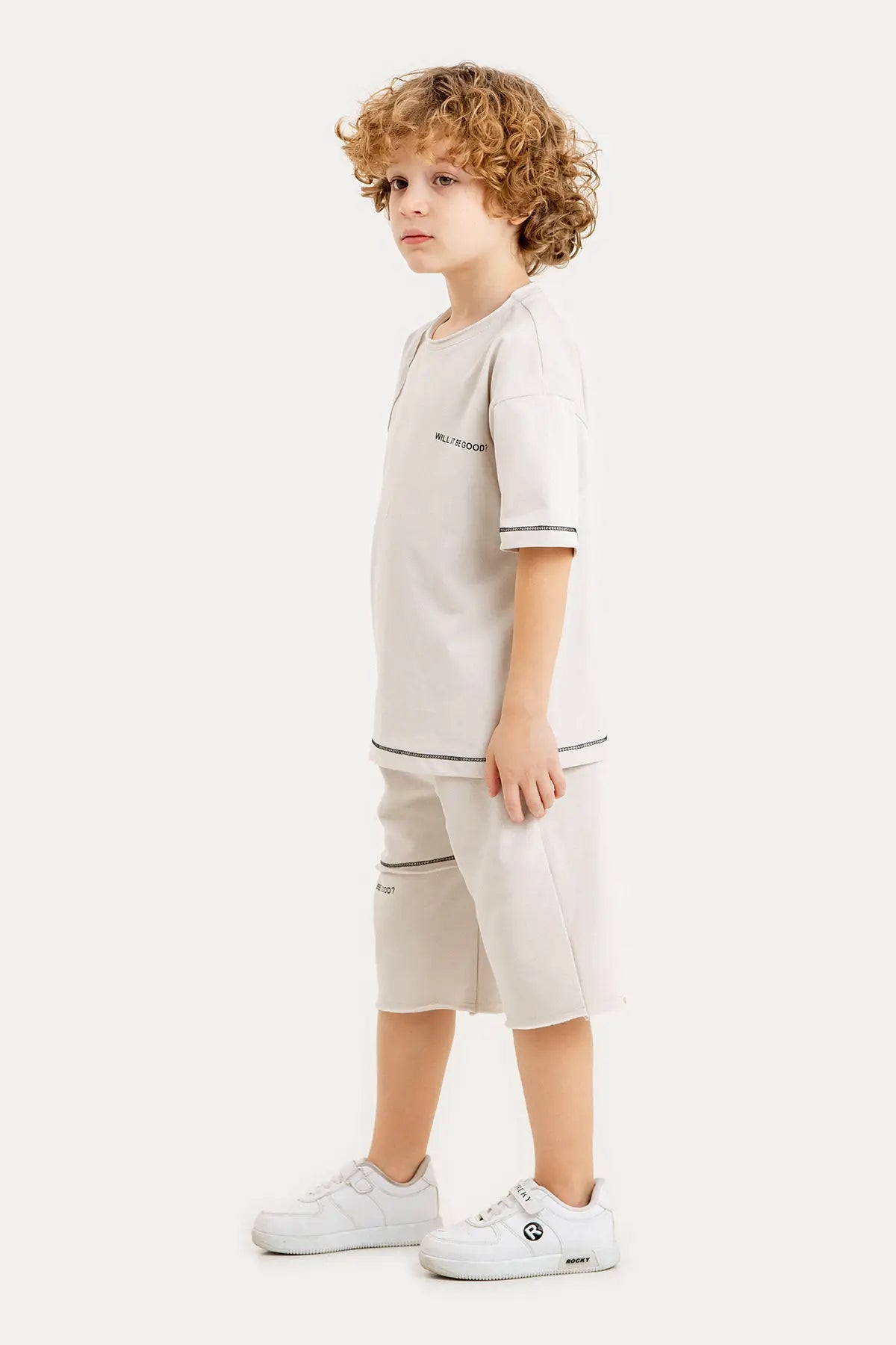 Boys Summer Outfit, "Maybe This Year" Printed with Hoodie T-shirt & Shorts