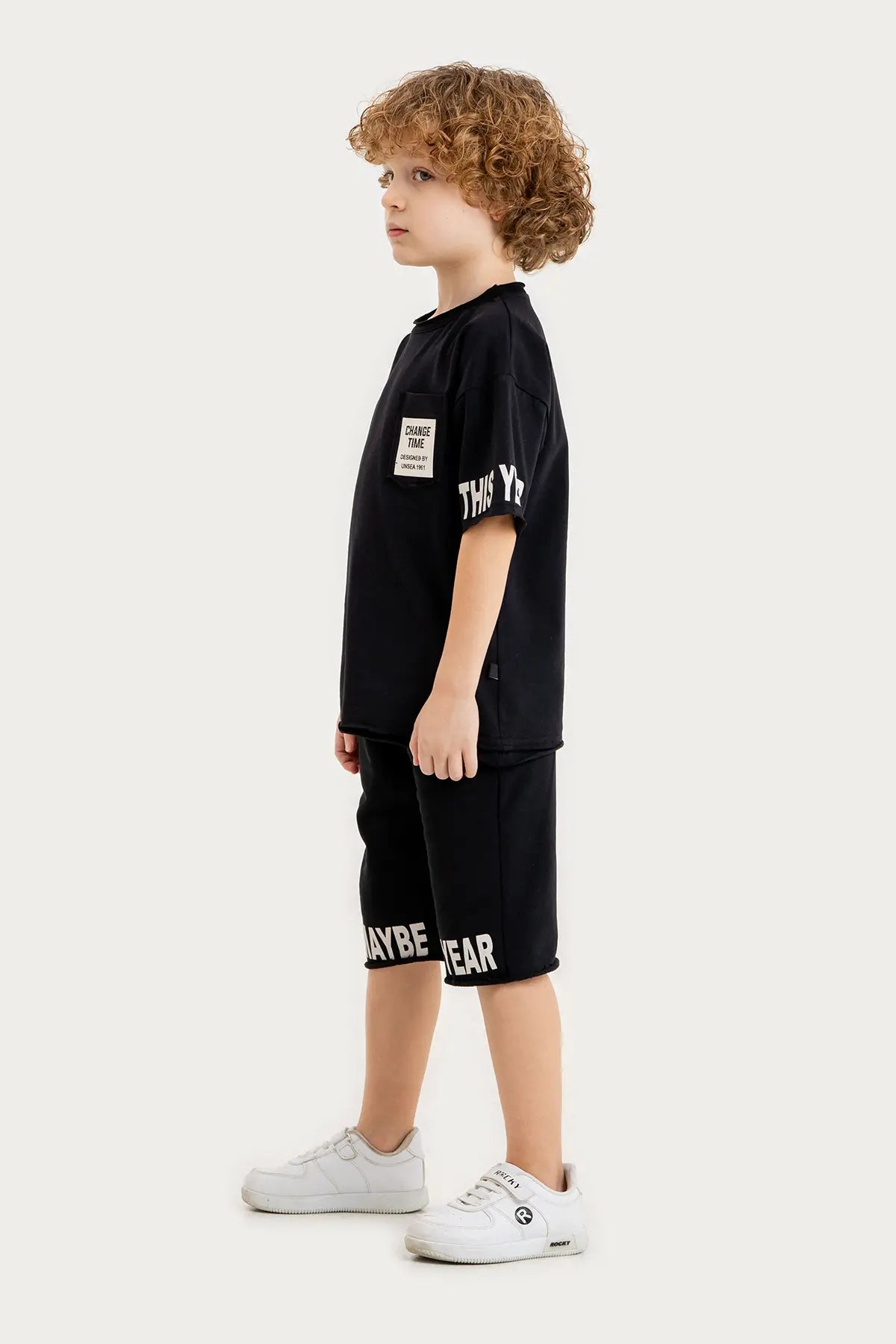 Boys Summer Outfit, "Change Time" Printed T-shirt & Shorts