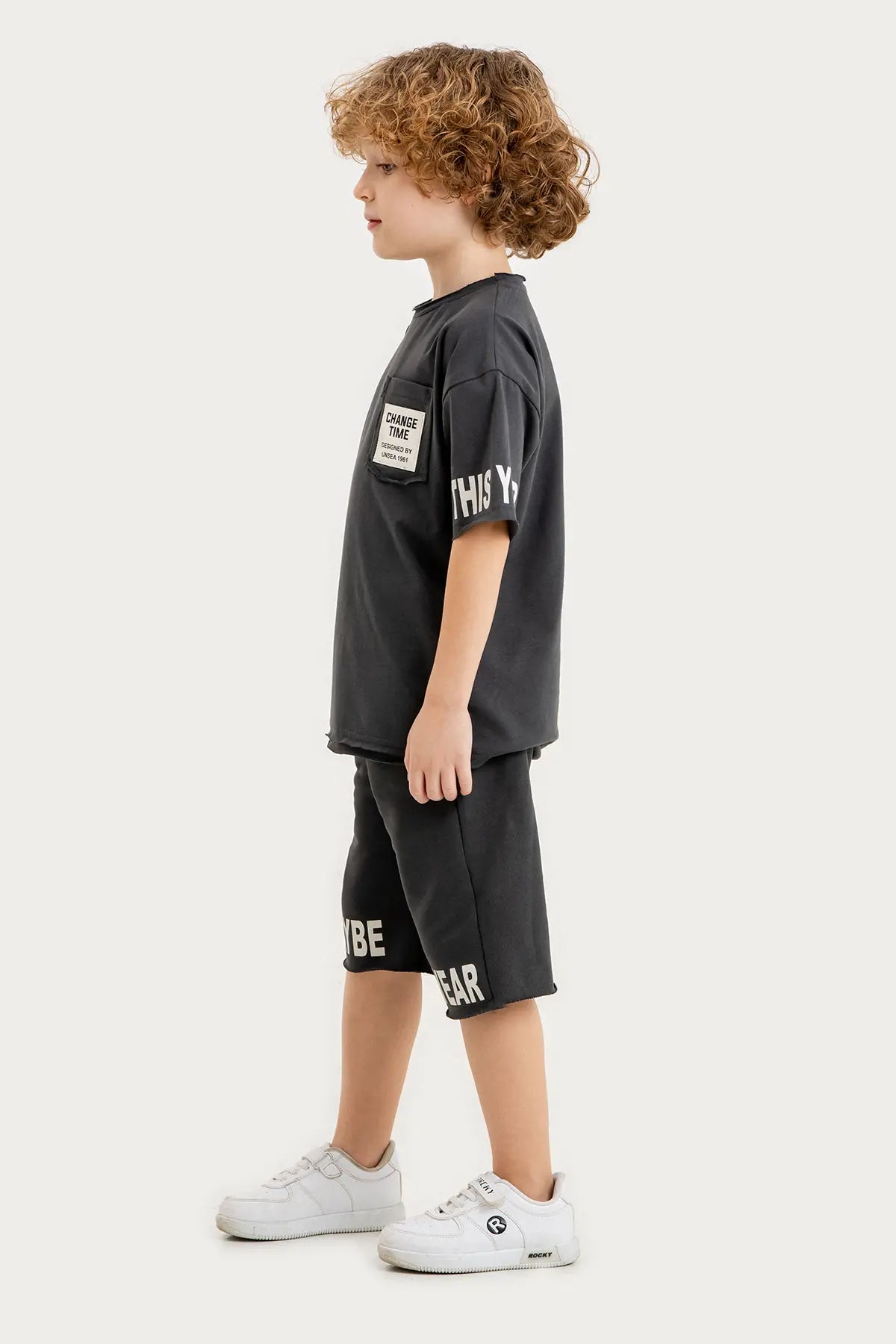 Boys Summer Outfit, "Change Time" Printed T-shirt & Shorts