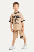 Boys Summer Outfit, New York NYC Printed T-shirt & Cotton Shorts