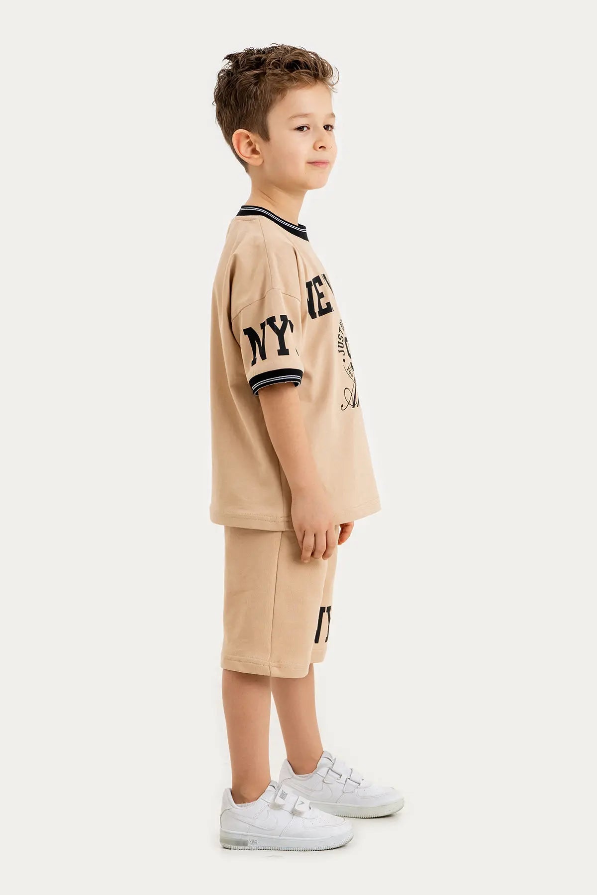 Boys Summer Outfit, New York NYC Printed T-shirt & Cotton Shorts