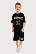 Boys Summer Outfit, New York NYC Printed T-shirt & Cotton Shorts