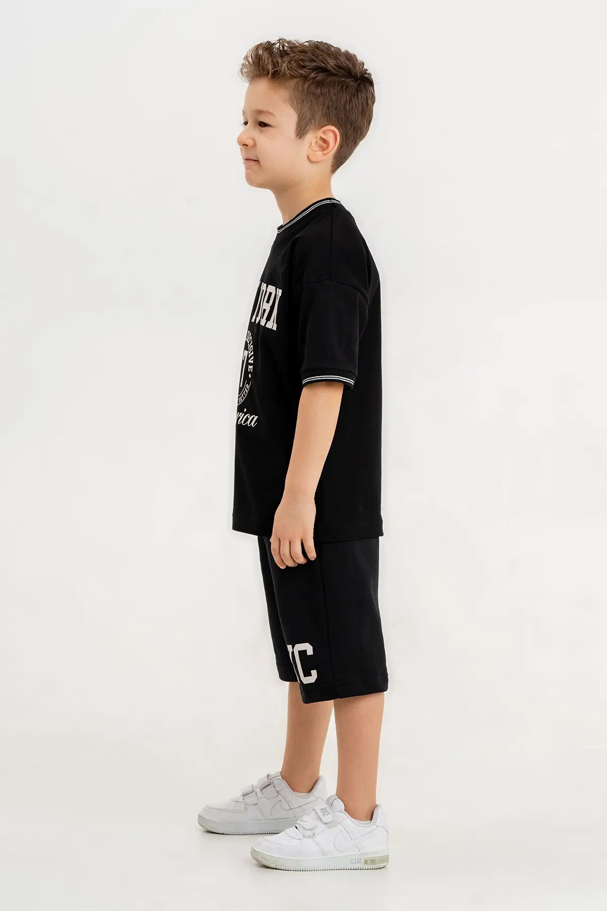 Boys Summer Outfit, New York NYC Printed T-shirt & Cotton Shorts