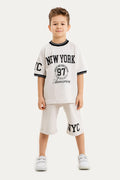 Boys Summer Outfit, New York NYC Printed T-shirt & Cotton Shorts