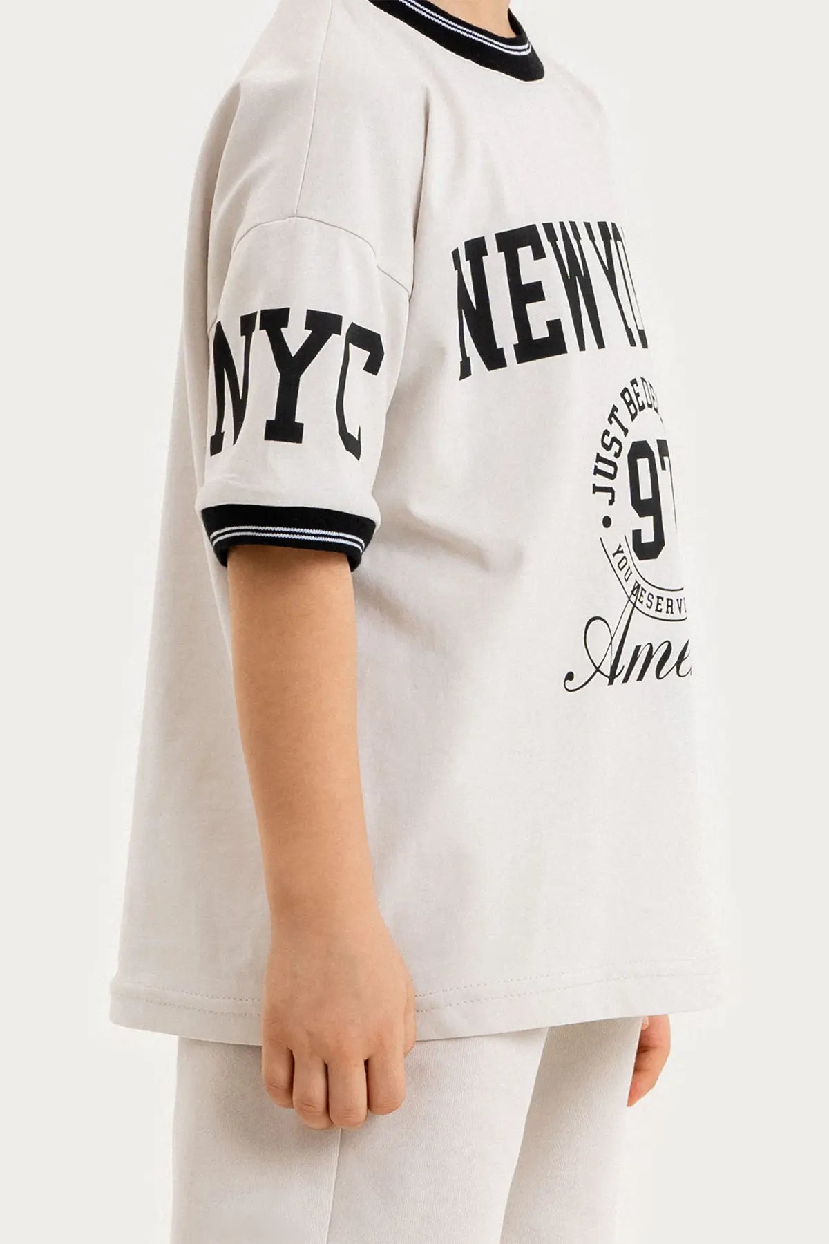 Boys Summer Outfit, New York NYC Printed T-shirt & Cotton Shorts