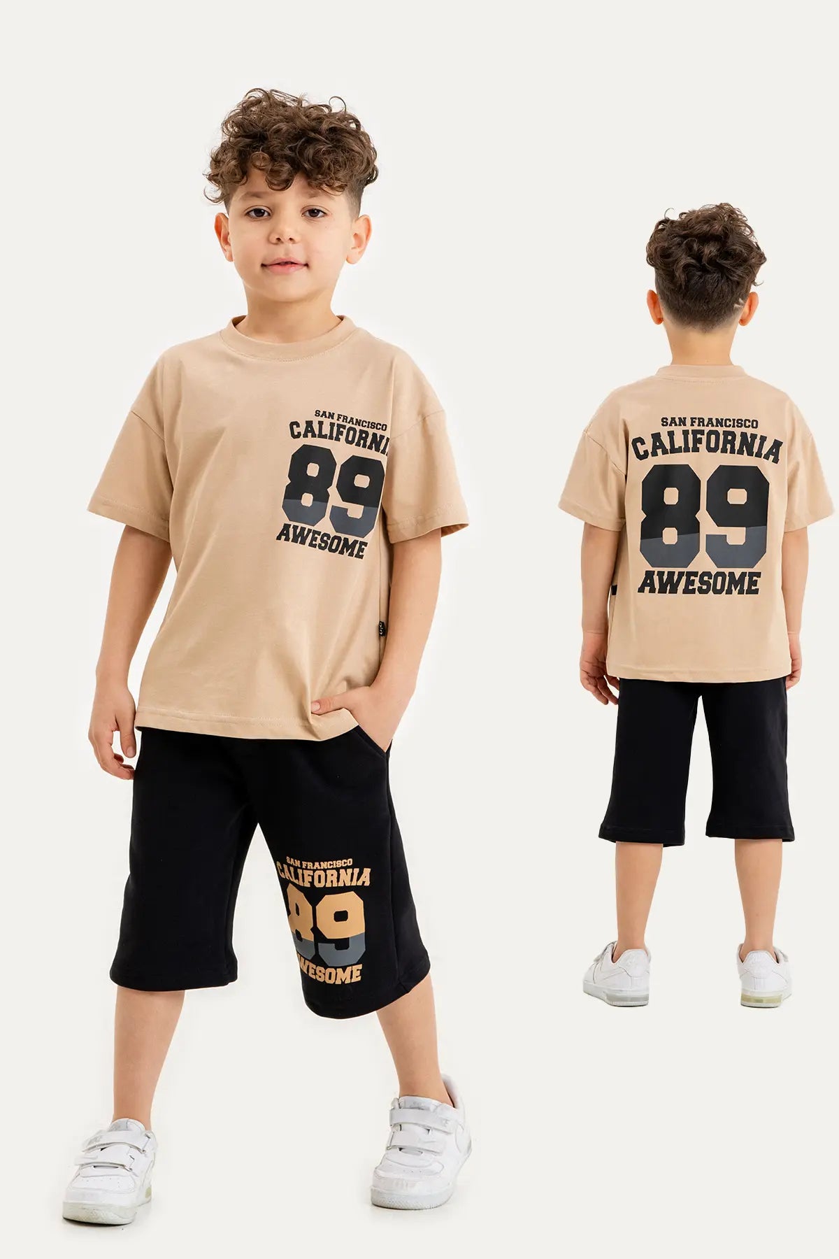 Boys Summer Outfit, "89 California" Printed T-shirt & Shorts