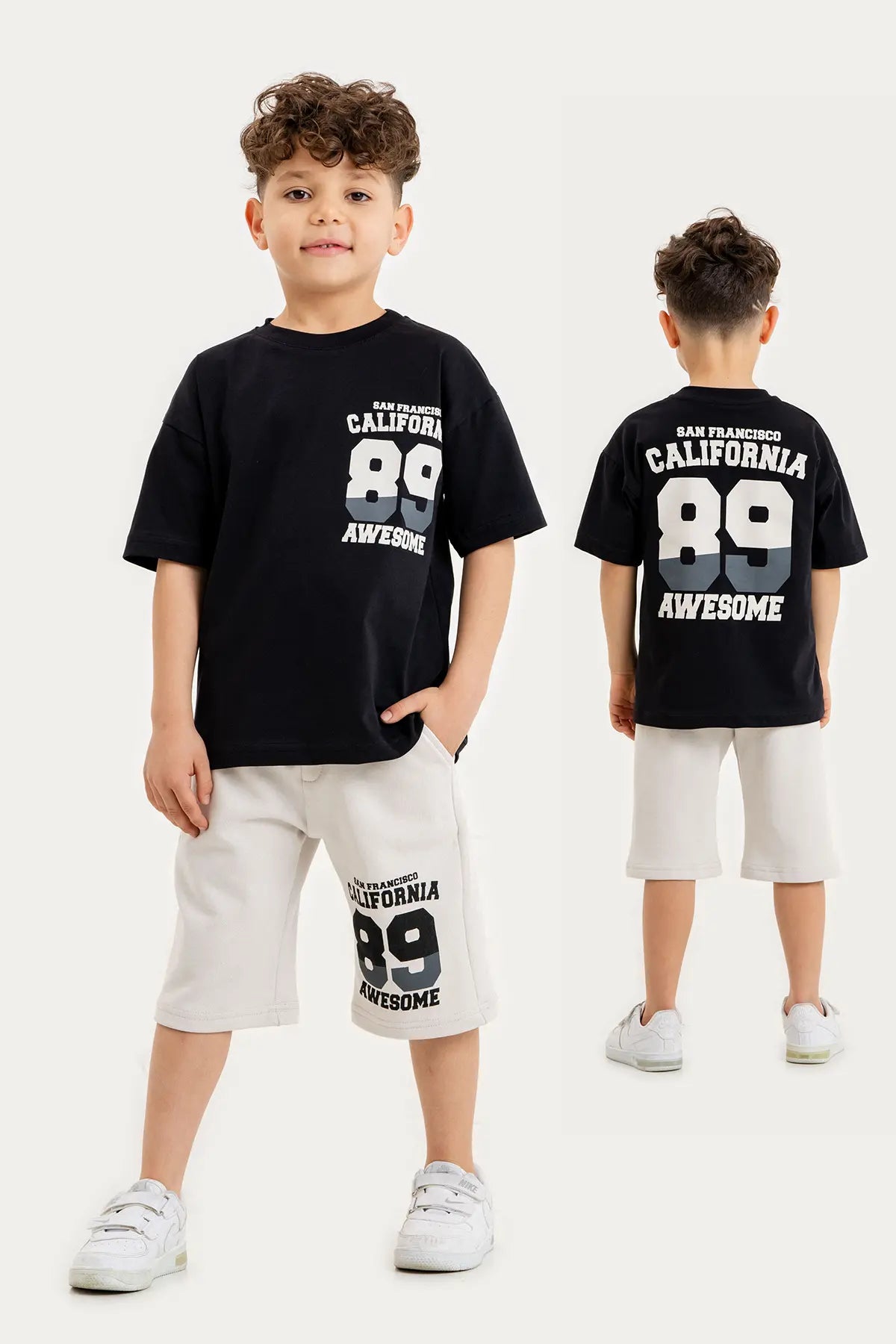 Boys Summer Outfit, "89 California" Printed T-shirt & Shorts