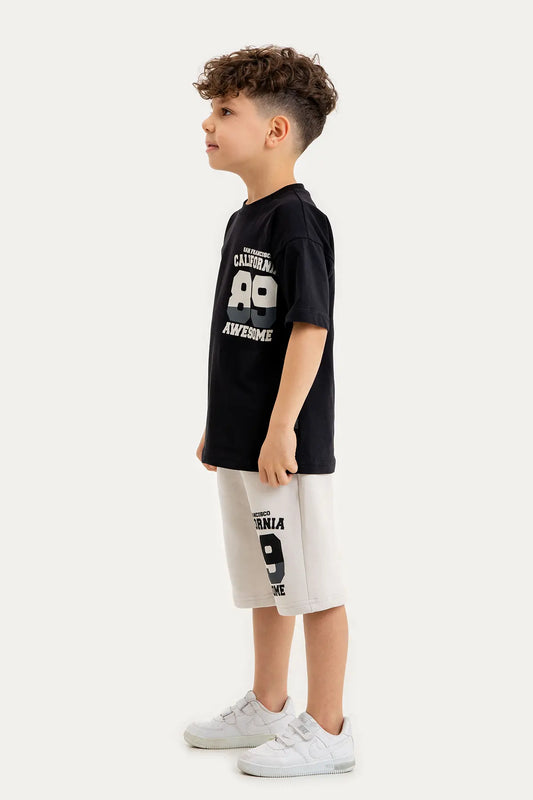 Boys Summer Outfit, "89 California" Printed T-shirt & Shorts