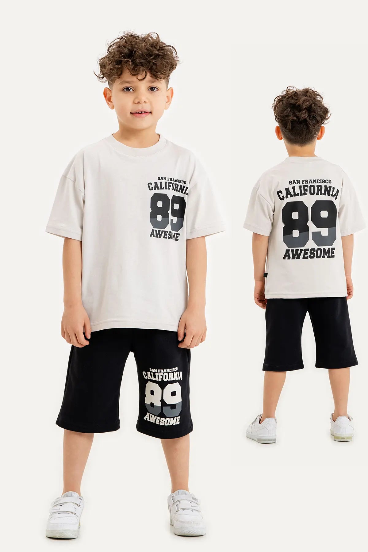 Boys Summer Outfit, "89 California" Printed T-shirt & Shorts