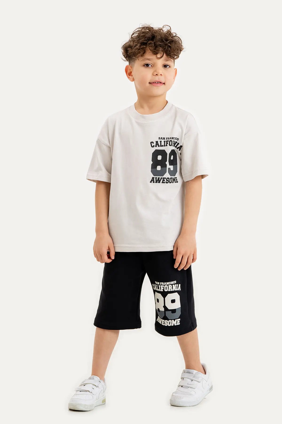 Boys Summer Outfit, "89 California" Printed T-shirt & Shorts