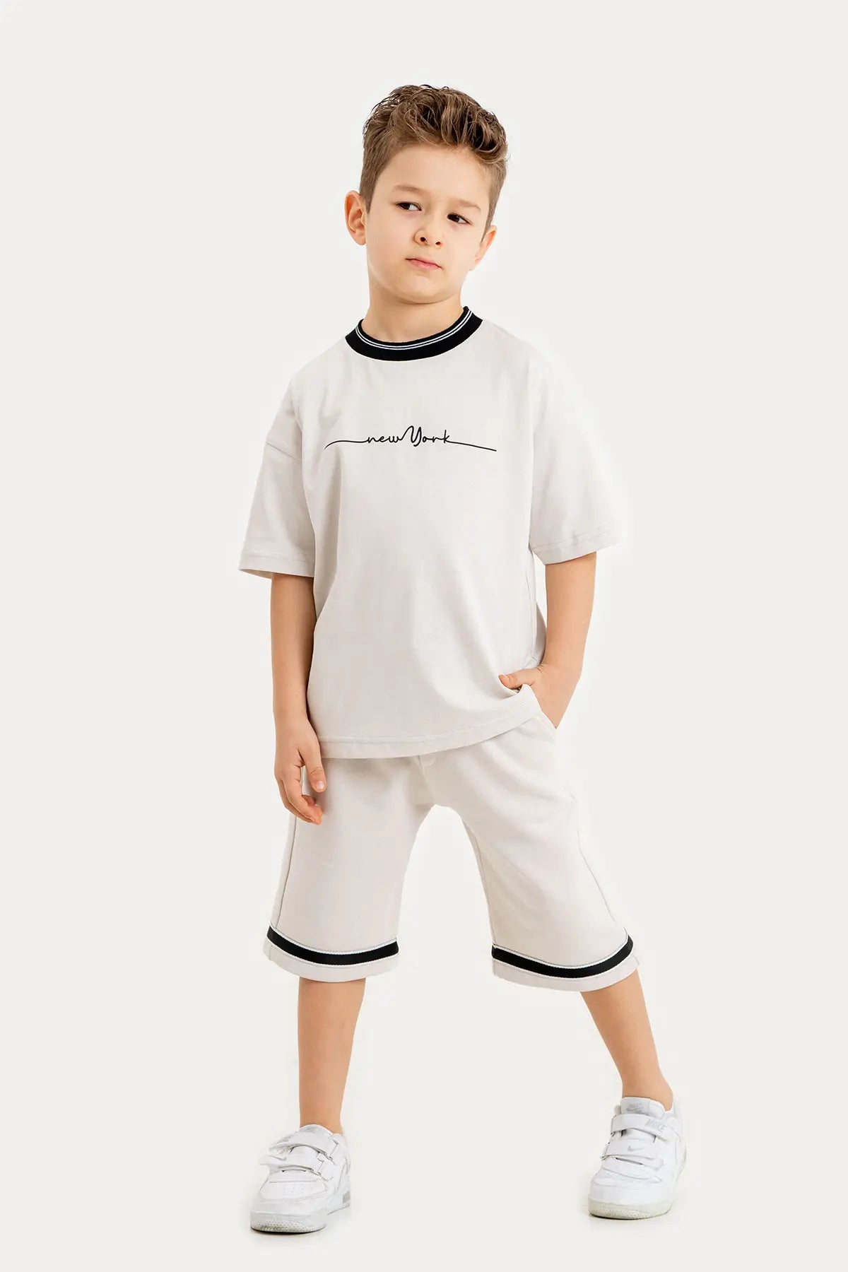 Boys Summer Outfit, New York Signature Printed T-shirt & Shorts