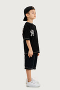 Boys Summer Outfit, New York Yankees Printed T-shirt & Shorts & Cap