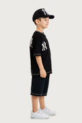 Boys Summer Outfit, New York Yankees Printed T-shirt & Shorts & Cap