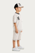 Boys Summer Outfit, New York Yankees Printed T-shirt & Shorts & Cap