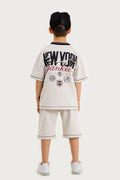 Boys Summer Outfit, New York Yankees Printed T-shirt & Shorts & Cap