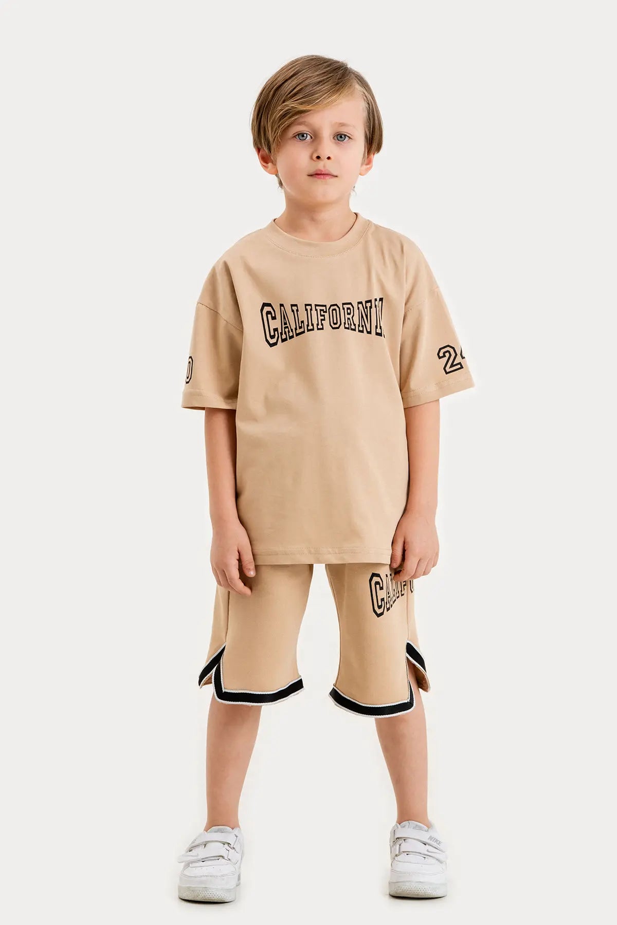 Boys Summer Outfit, California Printed T-shirt & Shorts