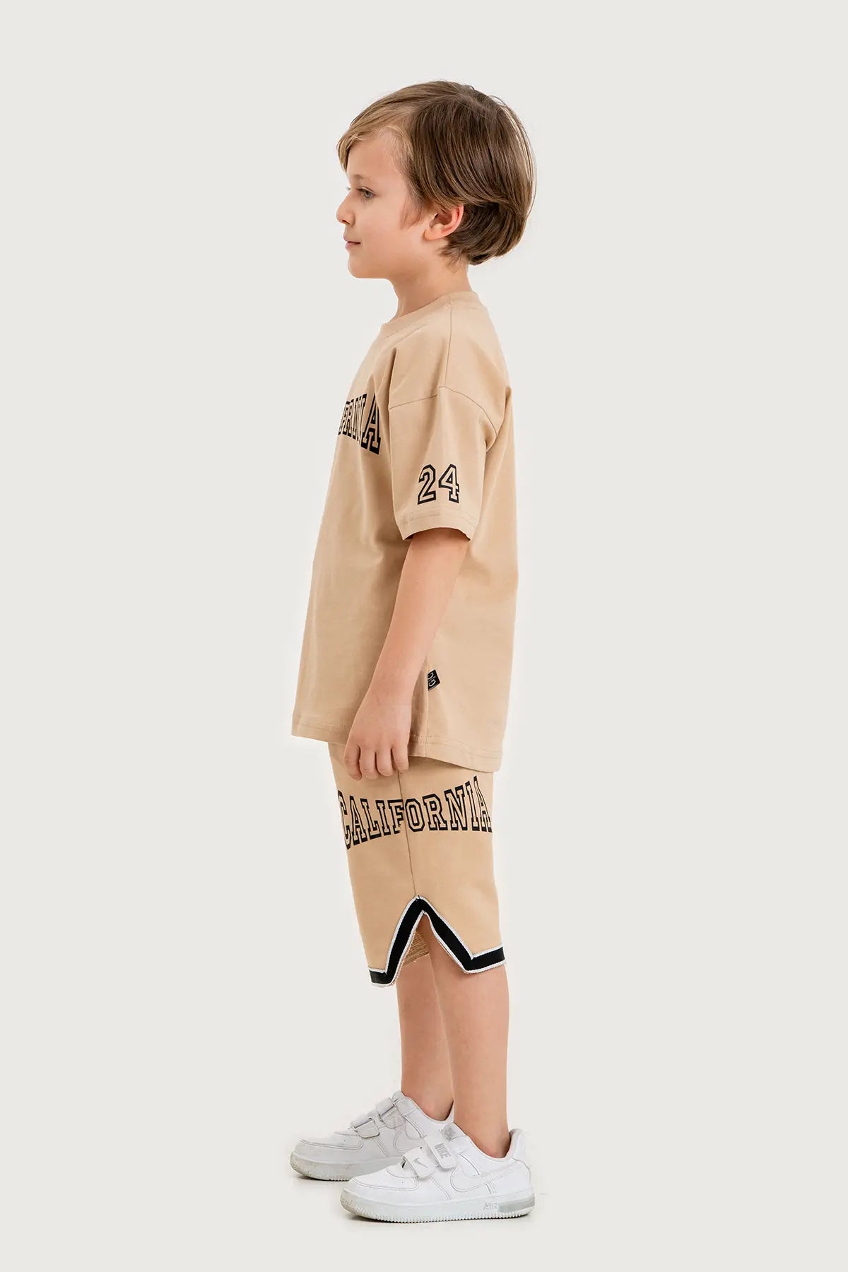 Boys Summer Outfit, California Printed T-shirt & Shorts