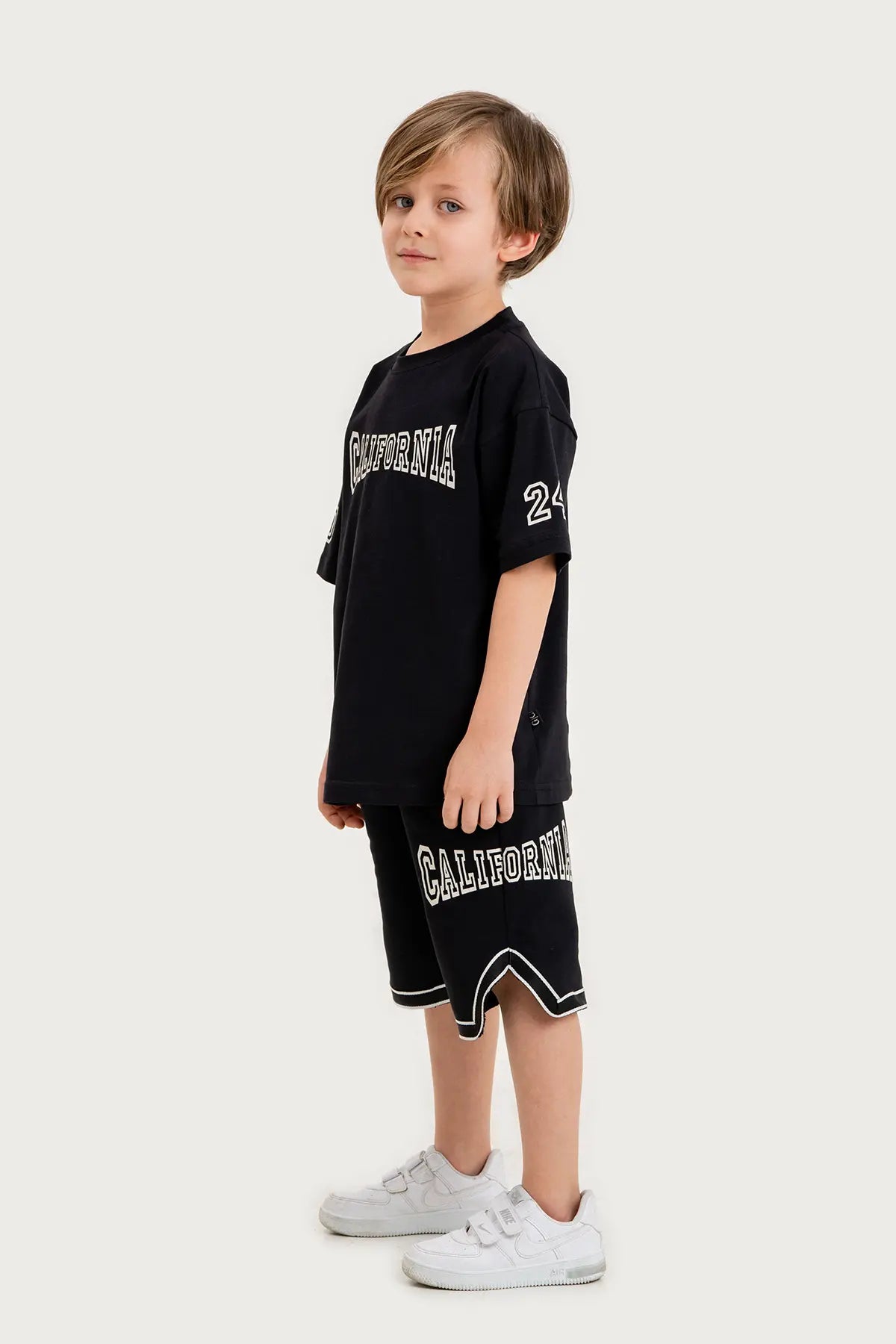 Boys Summer Outfit, California Printed T-shirt & Shorts