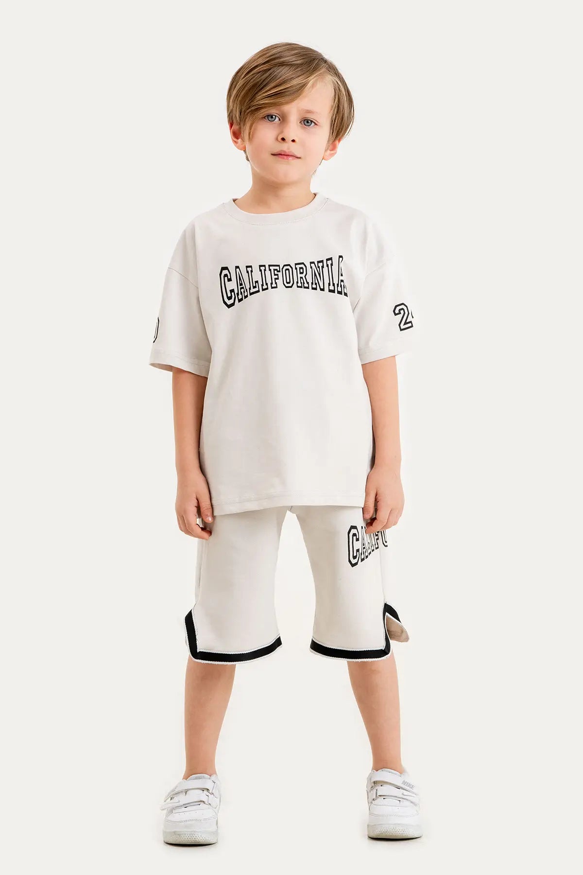 Boys Summer Outfit, California Printed T-shirt & Shorts