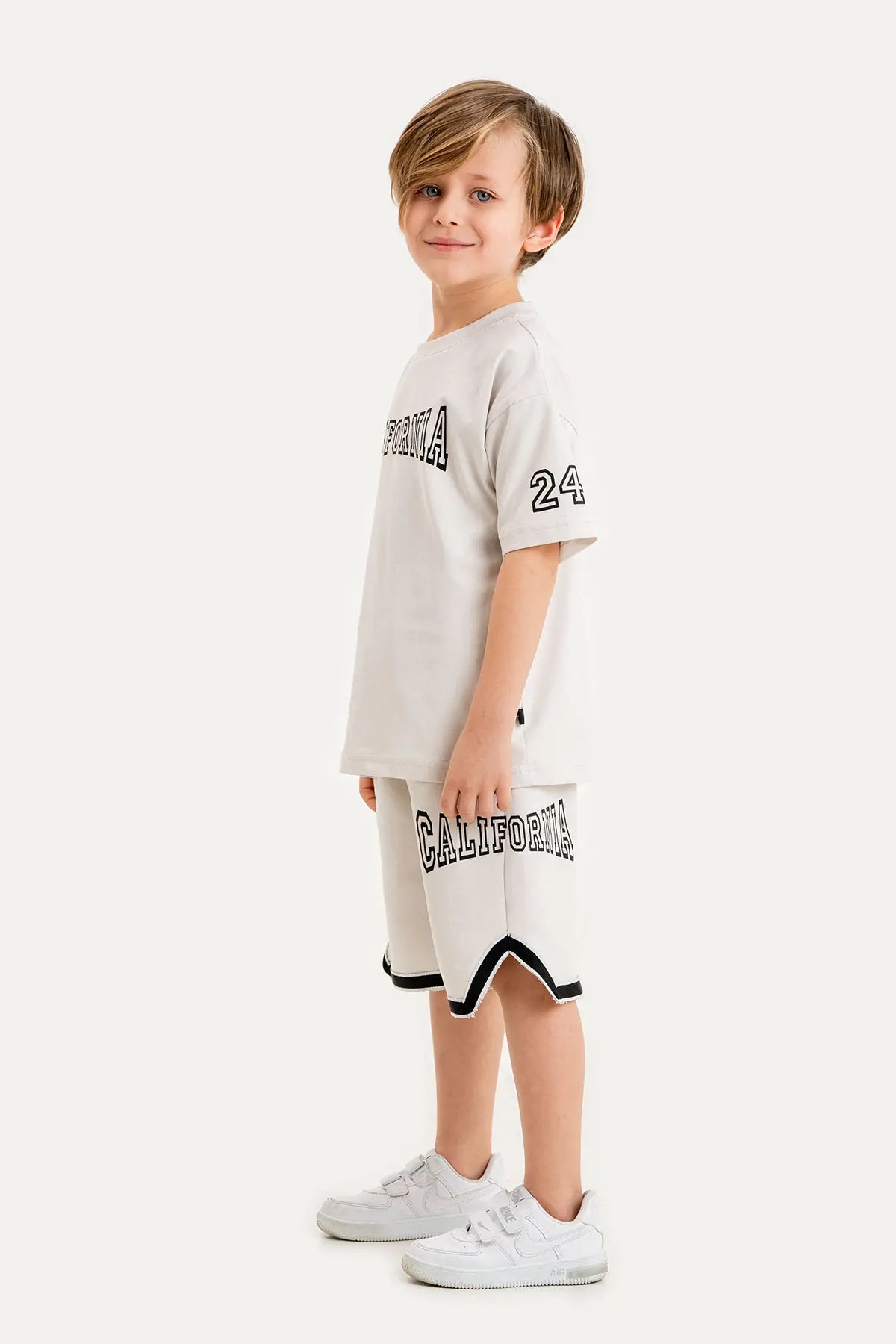 Boys Summer Outfit, California Printed T-shirt & Shorts